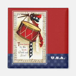 Alles Gute zum 4. Juli. Vintages Patriotisches Des Magnet