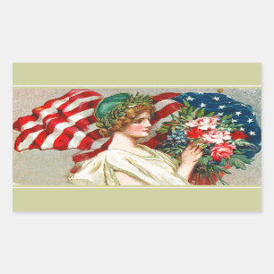 Alles Gute zum 4. Juli. Vintages Patriotisches Des Rechteckiger Aufkleber
