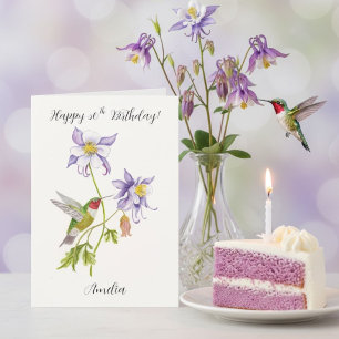 Alles Gute zum 50. Geburtstag Columbine mit Kolibr Karte