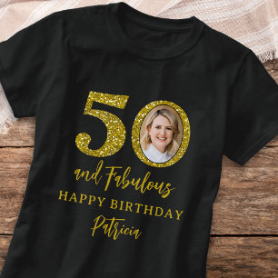 Alles Gute zum 50. Geburtstag Foto Schwarz Gold 50 T-Shirt