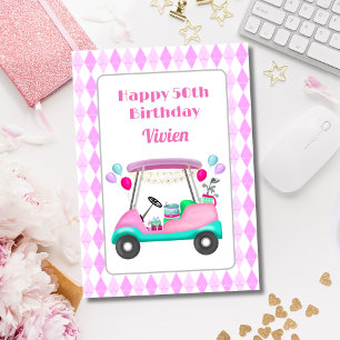 Alles Gute zum 50. Geburtstag Golf Damen Party Car Karte
