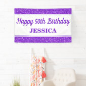 Alles Gute zum 50. Geburtstag Lila Glitzer Banner (Insitu)