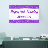 Alles Gute zum 50. Geburtstag Lila Glitzer Banner (Messeveranstaltung)
