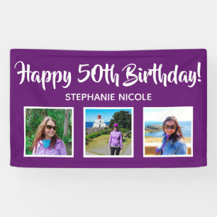Alles Gute zum 50. Geburtstag Lila Personalisierte Banner