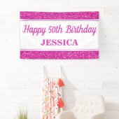 Alles Gute zum 50. Geburtstag Pink Glitzer Banner (Insitu)