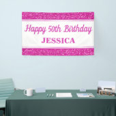 Alles Gute zum 50. Geburtstag Pink Glitzer Banner (Messeveranstaltung)