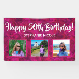 Alles Gute zum 50. Geburtstag Pink Personalisierte Banner