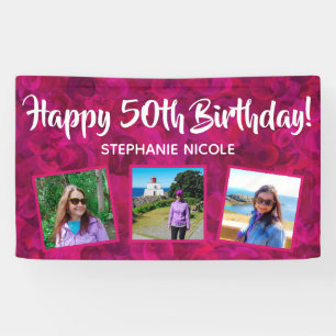 Alles Gute zum 50. Geburtstag Pink Personalisierte Banner