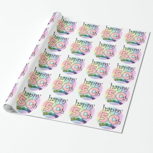 Alles Gute zum 50. Geburtstag (Rose) Geschenkpapier (Ungerollt)