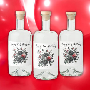Alles Gute zum 50. Geburtstag Rote und Schwarze Ro Alkoholflaschenetikett