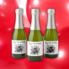 Alles Gute zum 50. Geburtstag Rote und Schwarze Ro Schaumweinetikett