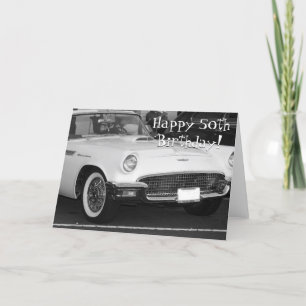 Alles Gute zum 50. Geburtstag White T-bird Grußkar Karte