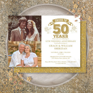 Alles Gute zum 50. Hochzeitstag 2 Fotos Einladung