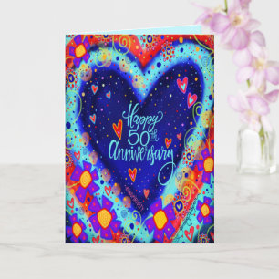 Alles Gute zum 50. Jahrestag Pretty Heart Karte