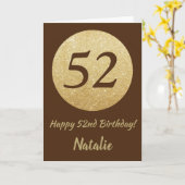 Alles Gute zum 52. Geburtstag Braun und Gold Glitt Karte (Gelbe Blume)