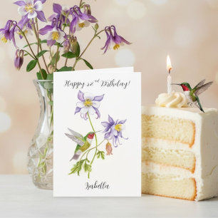Alles Gute zum 52. Geburtstag Columbine mit Hummin Karte