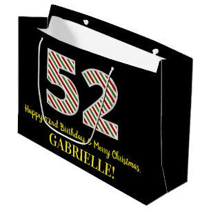 Alles Gute zum 52. Geburtstag & Frohe Weihnachten, Große Geschenktüte