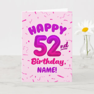 Alles Gute zum 52. Geburtstag Karte mit individuel