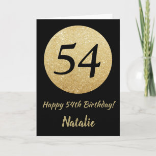 Alles Gute zum 54. Geburtstag Schwarze und goldene Karte