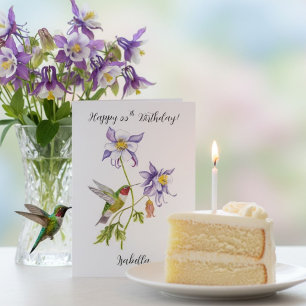 Alles Gute zum 55. Geburtstag Columbine mit Kolibr Karte