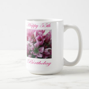 Alles Gute zum 55. Geburtstag Rosa und Grüne Blume Kaffeetasse