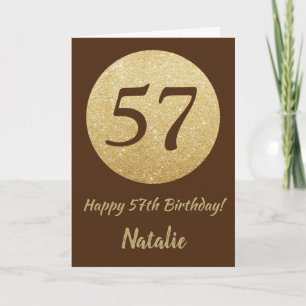 Alles Gute zum 57. Geburtstag Brown und Gold Glitt Karte