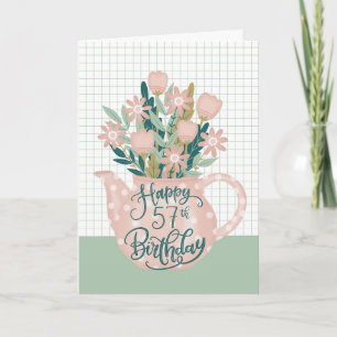 Alles Gute zum 57. Geburtstag mit gepunkteter Blum Karte