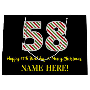 Alles Gute zum 58. Geburtstag & Frohe Weihnachten, Große Geschenktüte