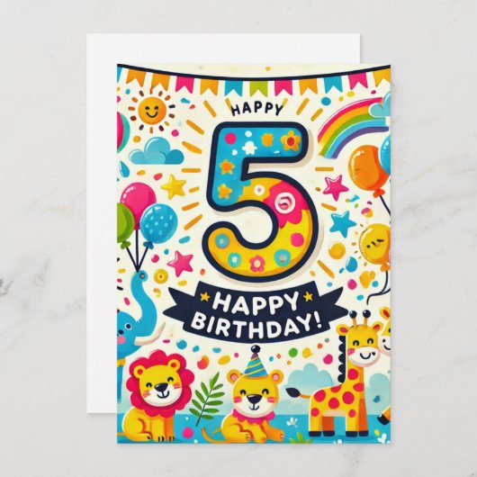 Alles Gute zum 5. Geburtstag! Begleitkarte (Vorne/Hinten)