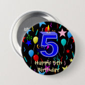 Alles Gute zum 5. Geburtstag Button (Vorne & Hinten)
