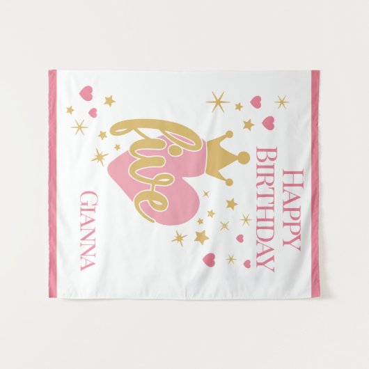 Alles Gute zum 5. Geburtstag Personalisiert  Wandteppich (Vorderseite (Horizontal))