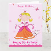 Alles Gute zum 5. Geburtstag Prinzessin Karte (Gelbe Blume)