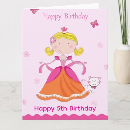 Alles Gute zum 5. Geburtstag Prinzessin Karte (Vorderseite)