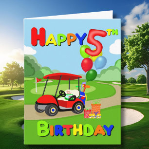 Alles Gute zum 5. Geburtstag Red Boys Golf Karte