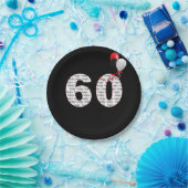 Alles Gute zum 60. Geburtstag auf schwarz Pappteller (Party)