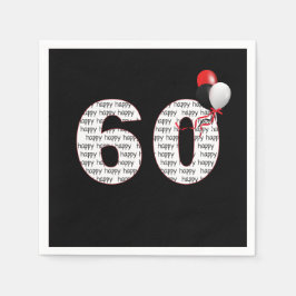 Alles Gute zum 60. Geburtstag auf schwarz Serviette