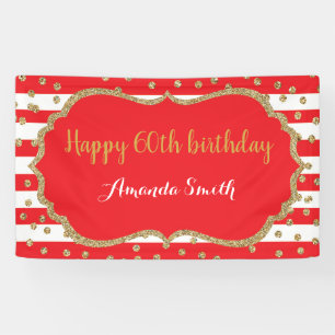 Alles Gute zum 60. Geburtstag Banner Rot und Gold 