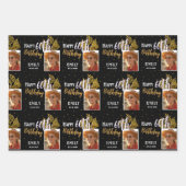 Alles Gute zum 60. Geburtstag Black Gold Foliage F Geschenkpapier Set (Vorderseite)