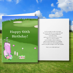Alles Gute zum 60. Geburtstag Pinke Golftasche auf Karte