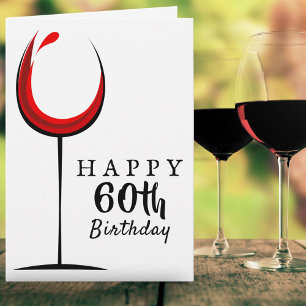Alles Gute zum 60. Geburtstag Rotwein Glas Geburts Karte