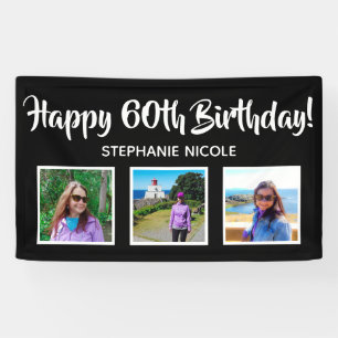 Alles Gute zum 60. Geburtstag Schwarz Personalisie Banner