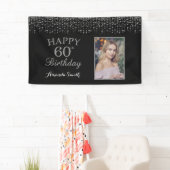 Alles Gute zum 60. Geburtstag! Silver Glitzer Foto Banner (Insitu)