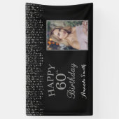 Alles Gute zum 60. Geburtstag! Silver Glitzer Foto Banner (Vertikal)
