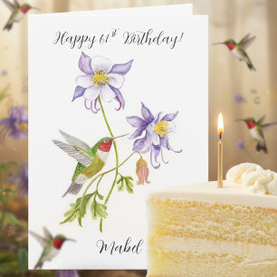 Alles Gute zum 61. Geburtstag Columbine mit Kolibr Karte