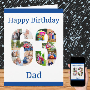 Alles Gute zum 63. Geburtstag Papa 63 Zahlen-Fotoc Karte