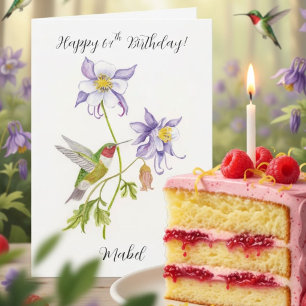 Alles Gute zum 64. Geburtstag Columbine mit Kolibr Karte