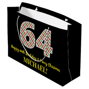Alles Gute zum 64. Geburtstag & Frohe Weihnachten, Große Geschenktüte