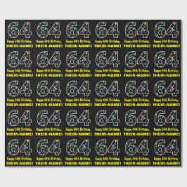 Alles Gute zum 64. Geburtstag, Fun Colorful Stars  Geschenkpapier