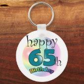Alles Gute zum 65. Geburtstag (blauw) Schlüsselanhänger (Vorderseite)