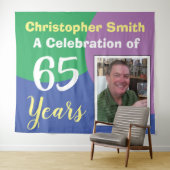 Alles Gute zum 65. Geburtstag mit Foto Wandteppich (Beispiel (Horizontal))